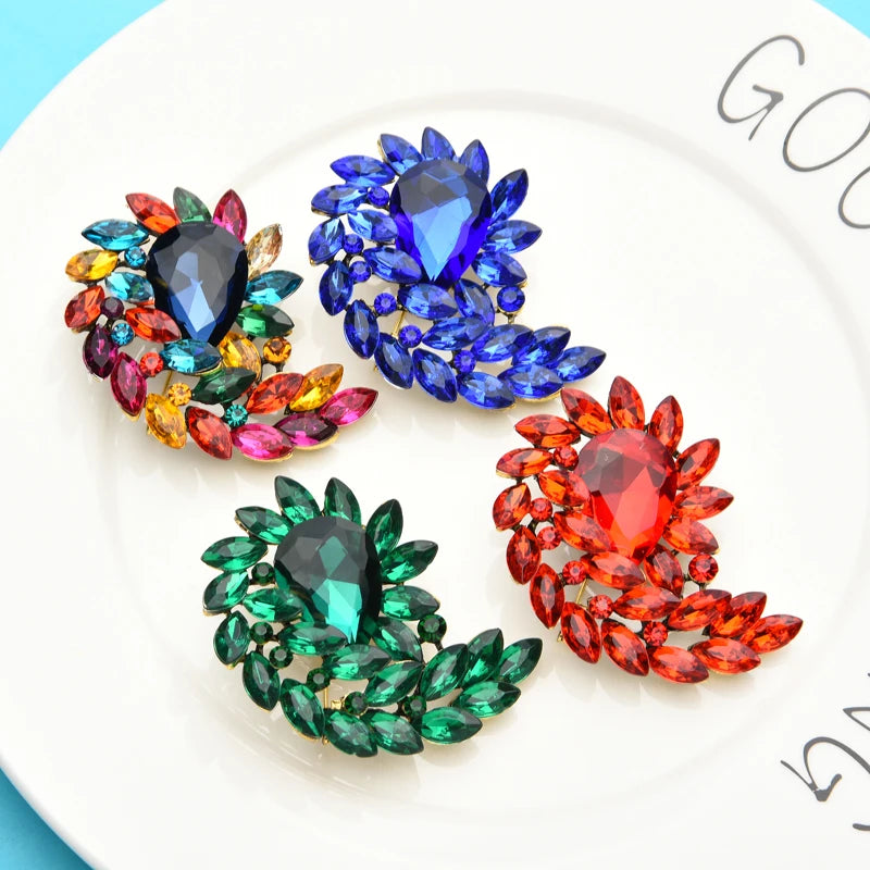 PENDRA Waterdrop Royale Crystal Flower Brooch