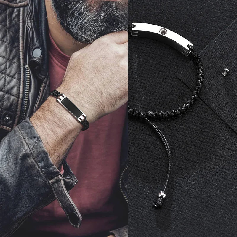 Ashes Bracelet,Men's Cremation Urn Braided Bracelet, Ashes Jewelry for Him,Stainless Steel Men's Urns Gift