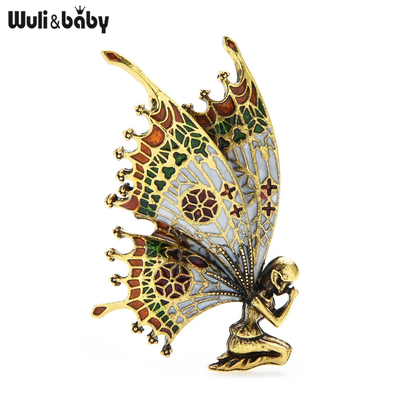 PENDRA Vintage Butterfly Wings Fairy Brooch