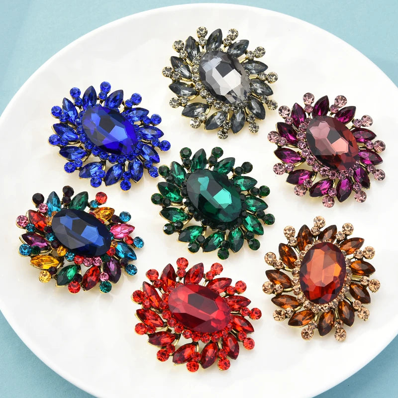 PENDRA Floracircle Crystal Round Flower Brooch