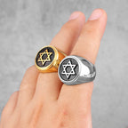 PENDRA Judaism Hexagram Star Steel Ring