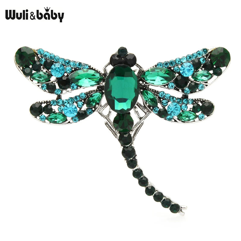 Wuli&baby Smaller Size Crystal Dragonfly Brooches Women 6-color Classic Beauty Insects Party Office Brooch Pins Gifts