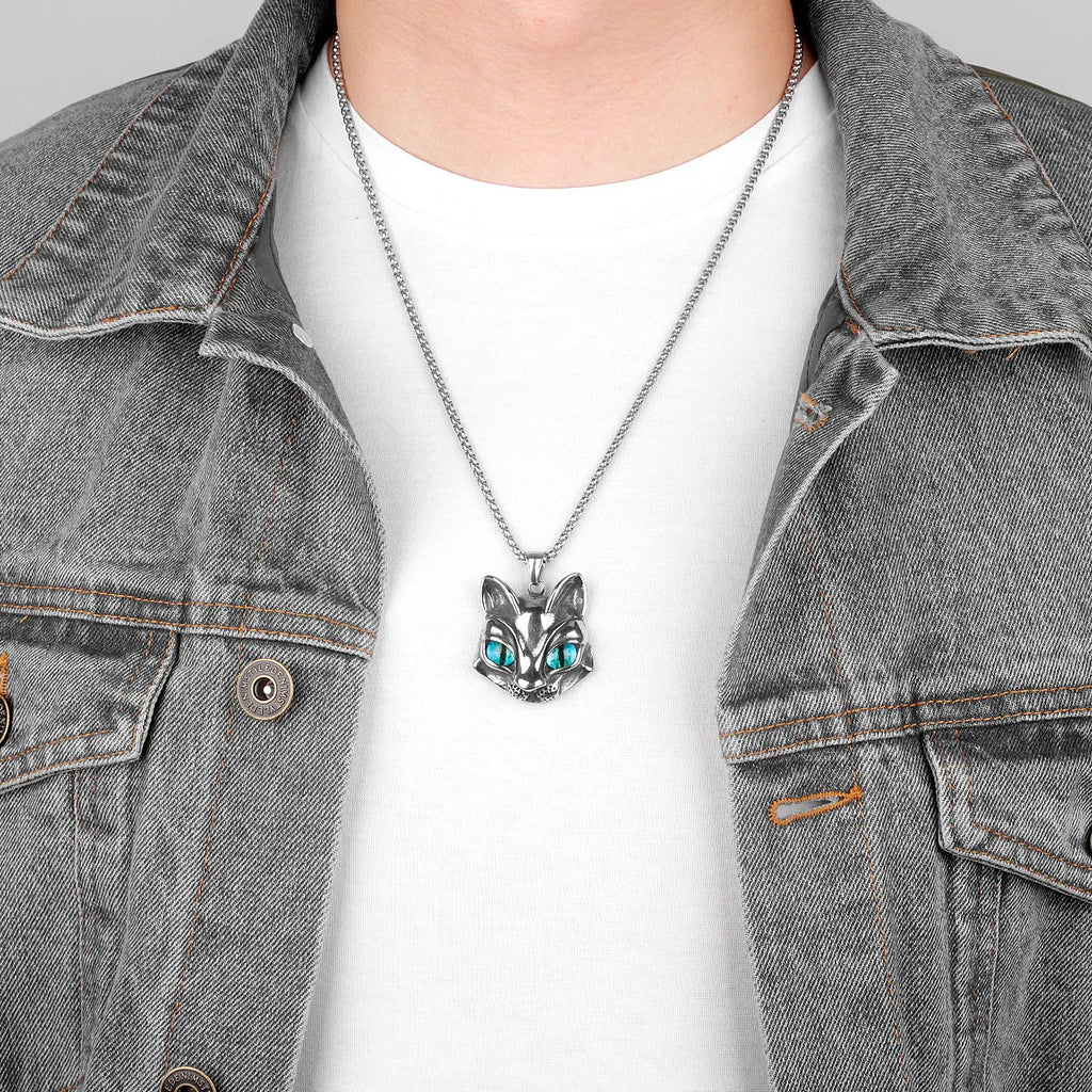 PENDRA Animal Cat Eyes Steel Necklace