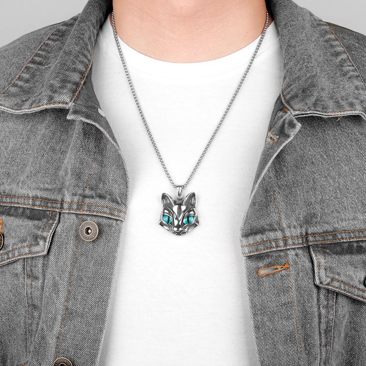 PENDRA Animal Cat Eyes Steel Necklace