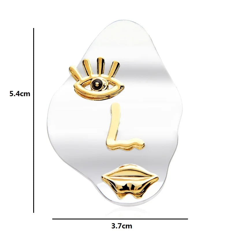 Wuli&baby Beauty Eye Mouth Face Brooches Women Metal Figure Office Casual Brooch Pins Gifts