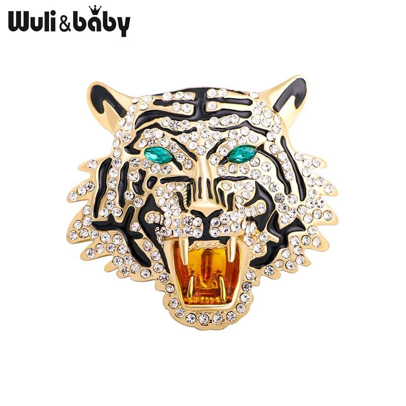 PENDRA Emerald Eye Tiger Head Brooch