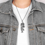 PENDRA Piranha Fish Bones Steel Necklace