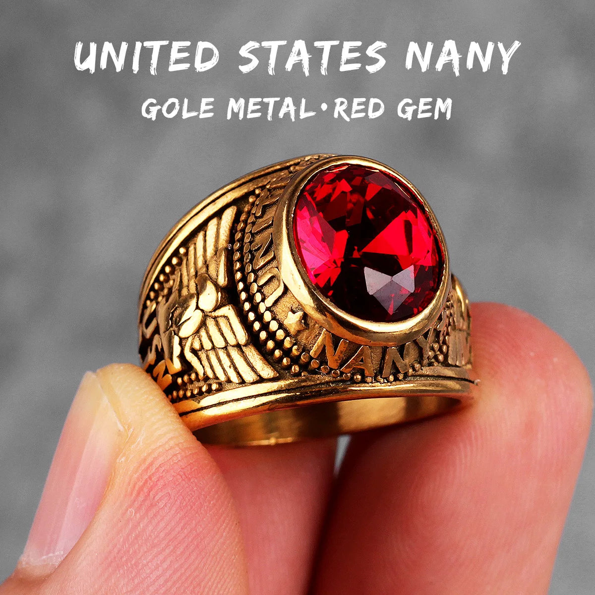 PENDRA Rhinestone United States Punk Ring