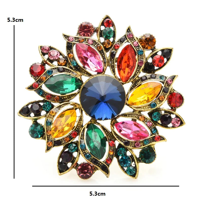 PENDRA Solara Luxury Crystal Sunflower Brooch