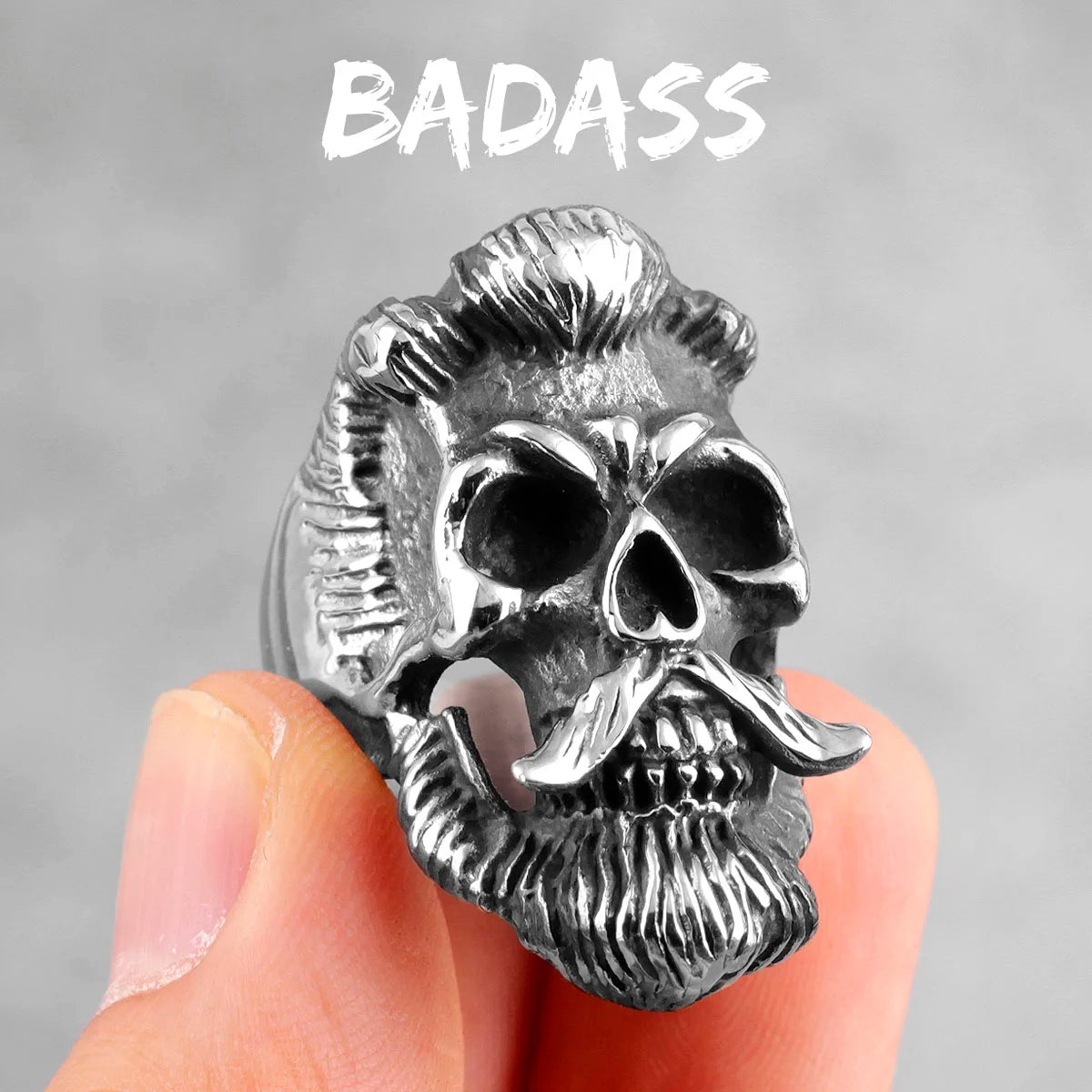 PENDRA Badass Gentleman Skull Steel Ring