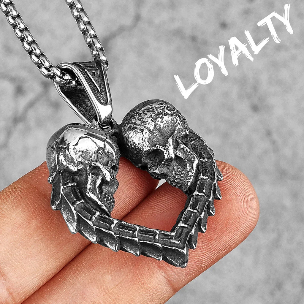 Loyal Love Skull Stainless Steel Men Necklaces Pendants Chain Punk Gothic for Boyfriend Male Jewelry Creativity Gift Wholesale