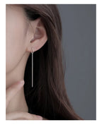 PENDRA Silver Tassel Chain Earrings