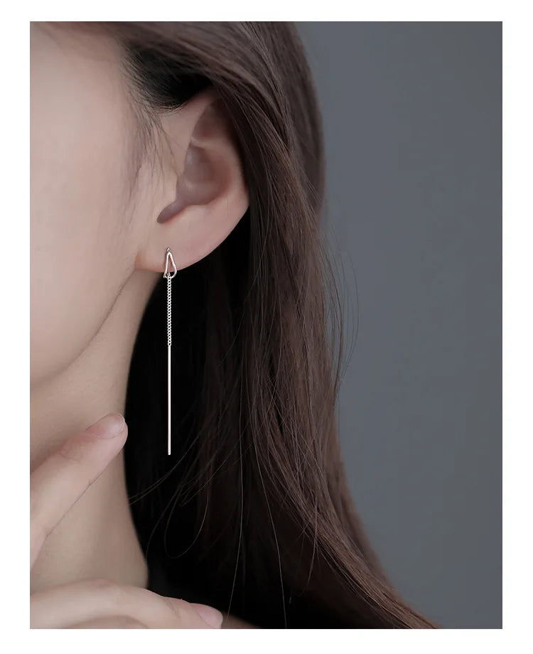 PENDRA Silver Tassel Chain Earrings