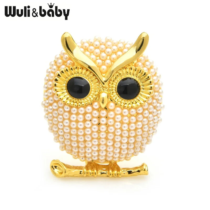 PENDRA Moon Owl Pearl Brooch