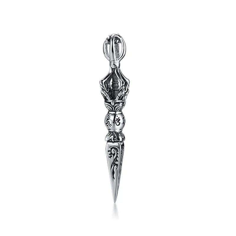 GANDHANRA STAINLESS STEEL TIBETAN BUDDHIST PROTECTION PENDANT VAJRA PATRON SAINT AMULET NECKLACE FOR MEN JEWELRY