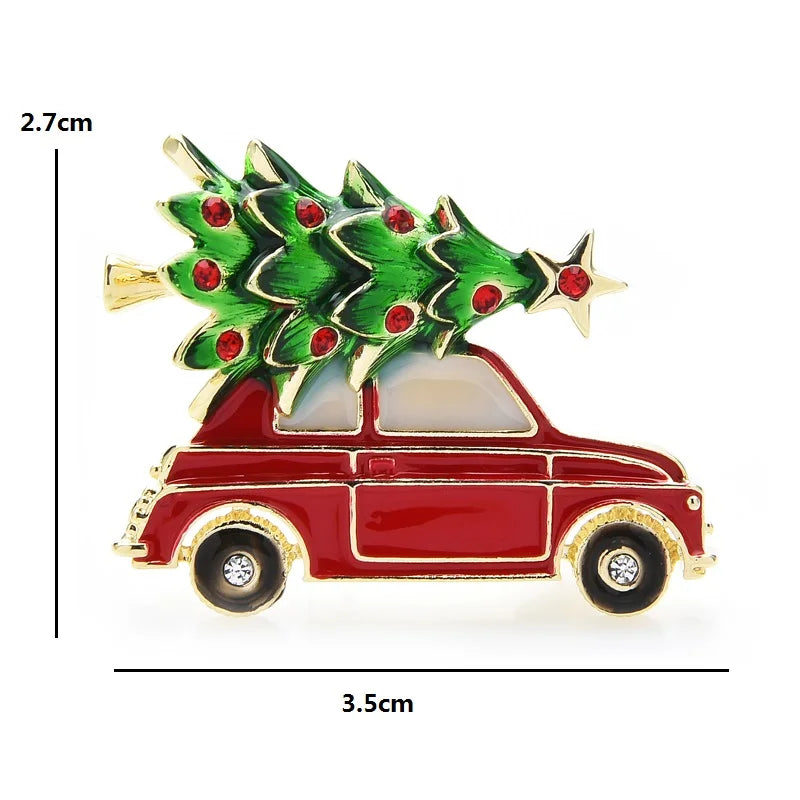 PENDRA Carabelle Enamel Christmas Car Brooch
