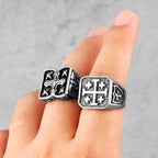Jerusalem Cross Religion Stainless Steel Mens Rings Simple Retro for Male Boyfriend Biker Jewelry Creativity Gift Wholesale