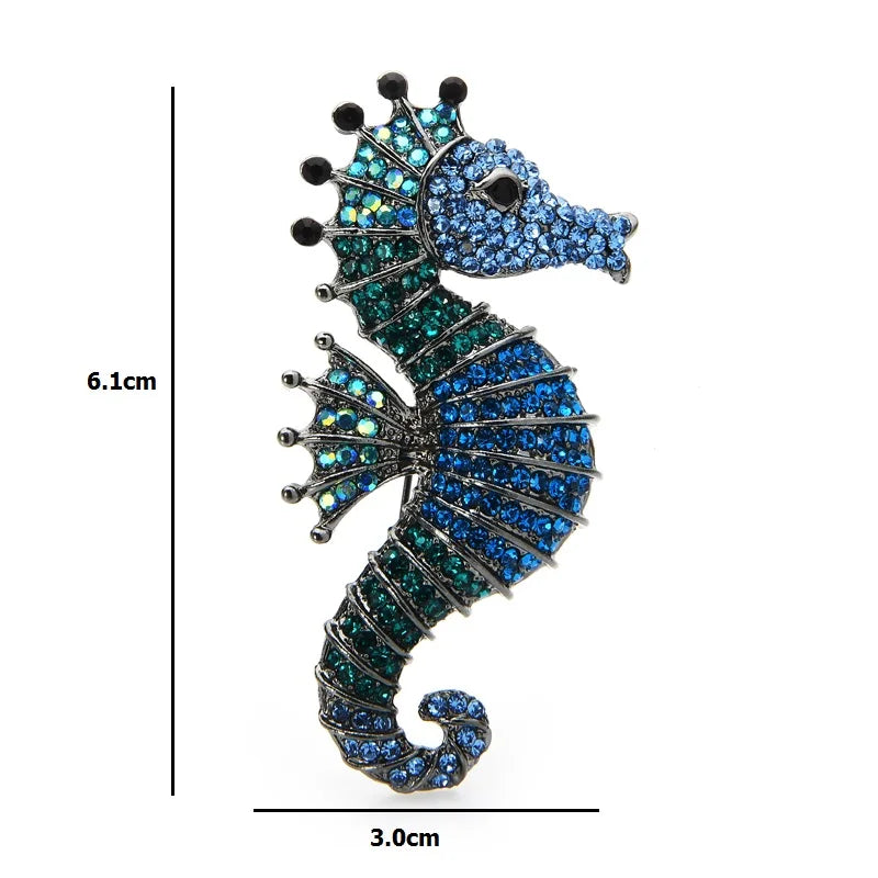 PENDRA Marina Rhinestone Seahorse Brooch