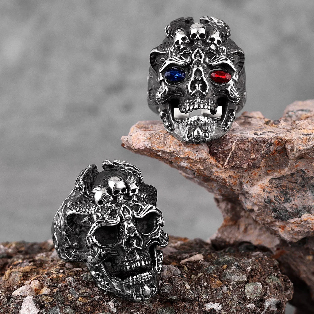 PENDRA Domineering Hades Skull Steel Ring