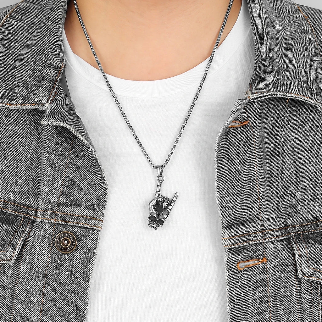 PENDRA Death Rock Gesture Steel Necklace