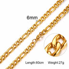 Figaro Necklace Men,Stainless Steel Curb Chain, Man Necklace, 5 to 8mm Link Chain