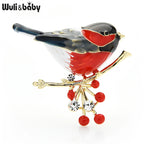 PENDRA Scarlet Bird Multicolor Enamel Brooch