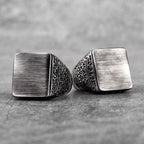 PENDRA Black Brushed Pattern Ring