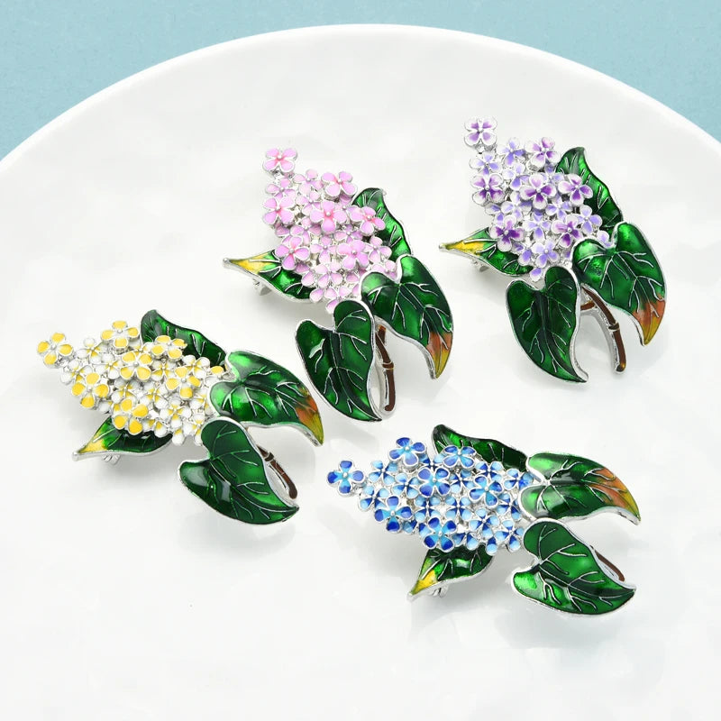 PENDRA Lilacelle Enamel Lilac Flower Brooch