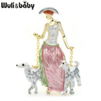 PENDRA Duo Paws 2-Color Enamel Two-Dog Brooch