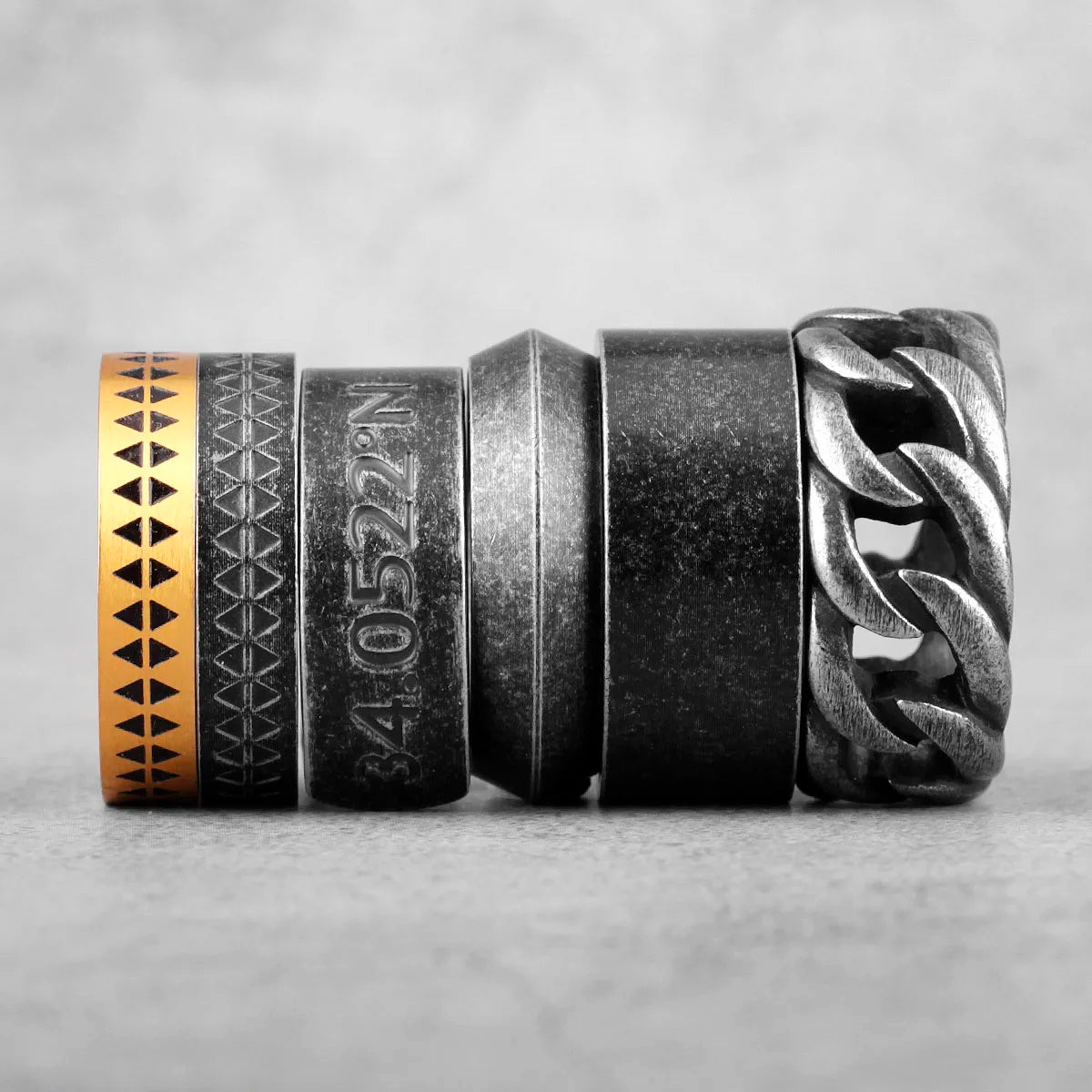 PENDRA Old Latitude Longitude Steel Ring