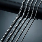 Round Box Chain for Men Boys,Gold Silver Black Plated Stainless Steel Chain Collars,Unisex Jewelry Gifts,18 to 30 Inch