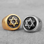 PENDRA Judaism Hexagram Star Steel Ring