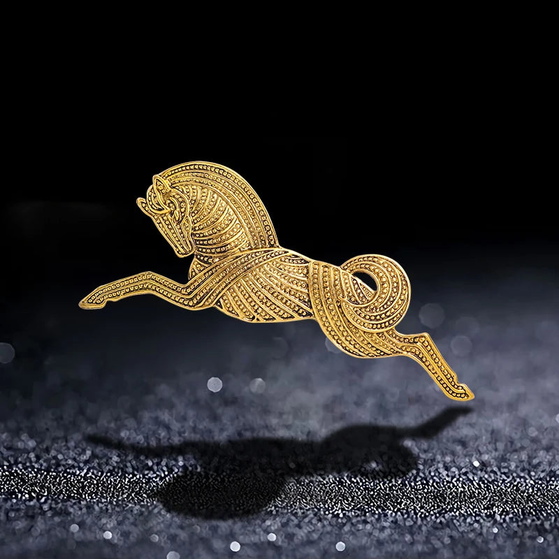 PENDRA Gallop Running Horse Metal Brooch
