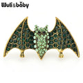 PENDRA Emerald Bat Rhinestone Brooch