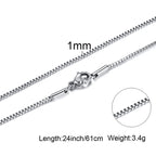 1/2/3mm Box Chain Necklaces for Men Women,Delicate Square Stainless Steel Chains Links Collars,Jewelry Gift 18To24 Inch