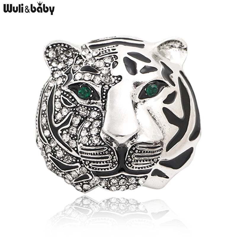PENDRA Tigergem 2-Color Rhinestone Enamel Tiger Brooch
