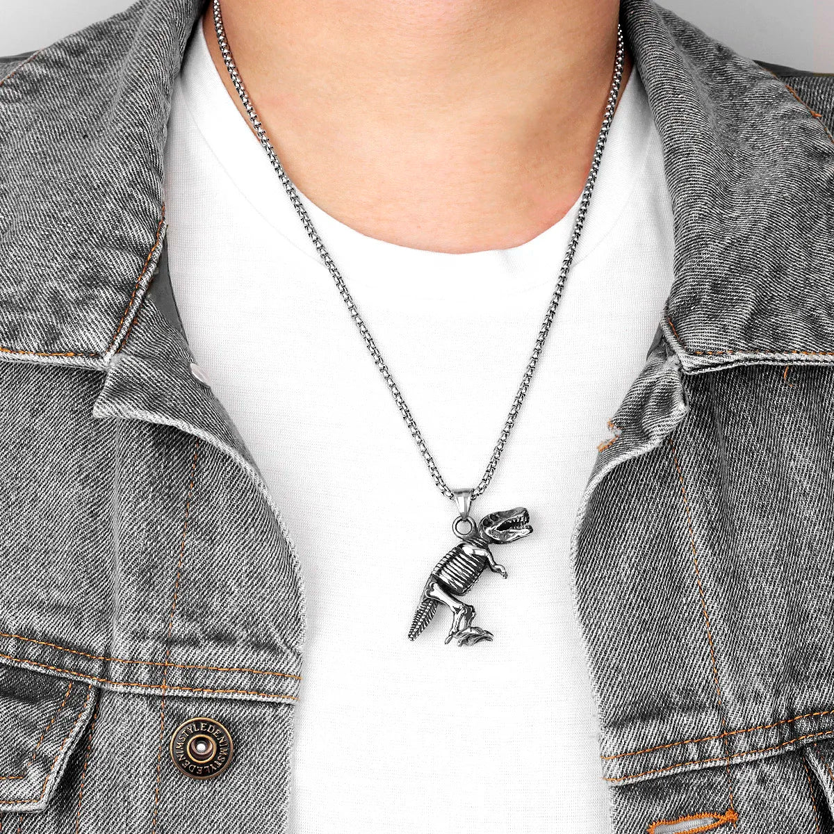 PENDRA Tyrannosaurus Dinosaur Fossil Steel Necklace