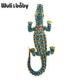 PENDRA Classic Crocodile Rhinestone Animal Brooch