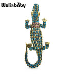 PENDRA Classic Crocodile Rhinestone Animal Brooch