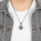 PENDRA Steampunk Cross Skull Steel Necklace