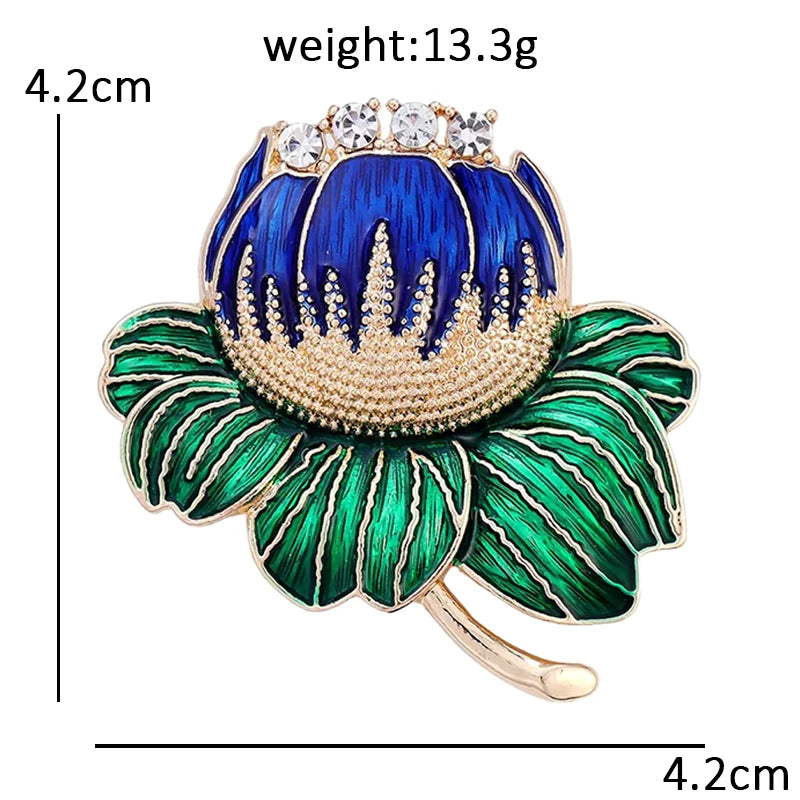 PENDRA Lotuselle Enamel Lotus Flower Brooch