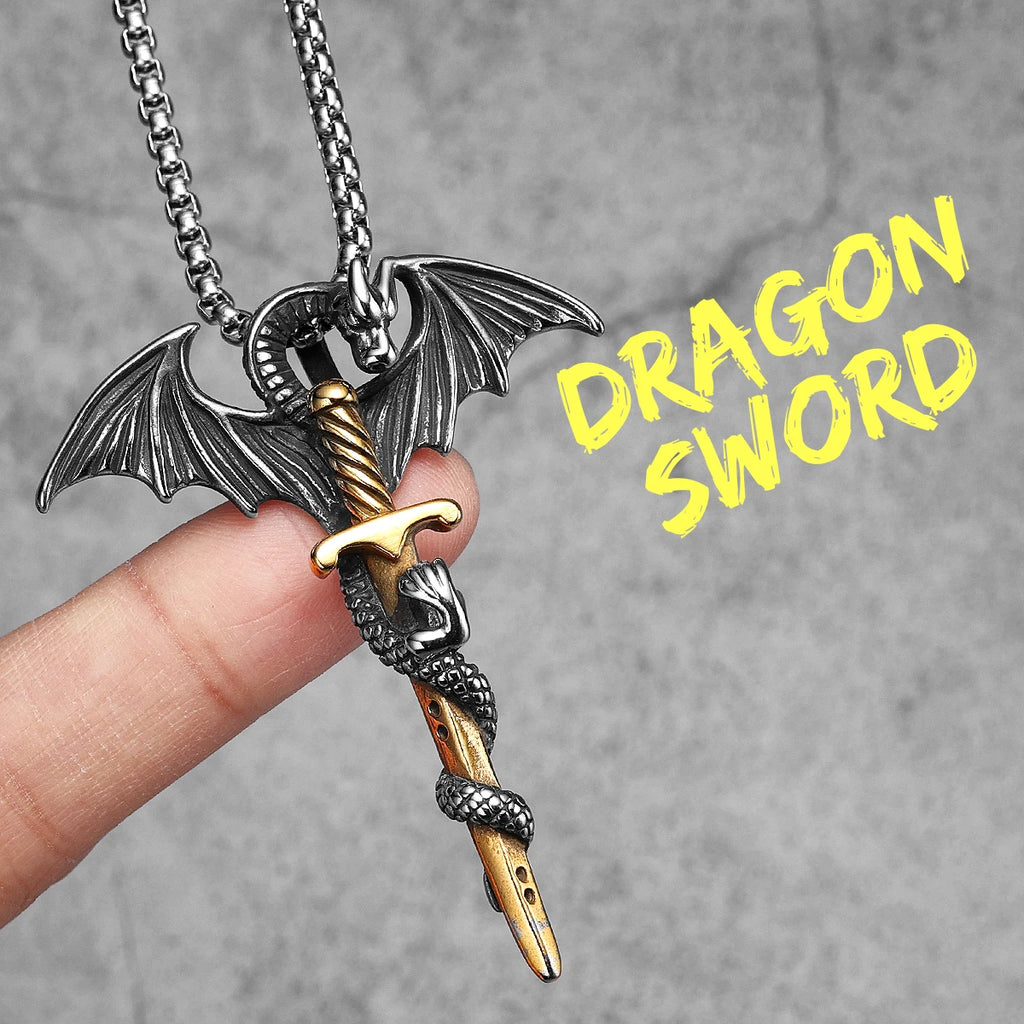 PENDRA Dragon Slaying Sword Steel Necklace