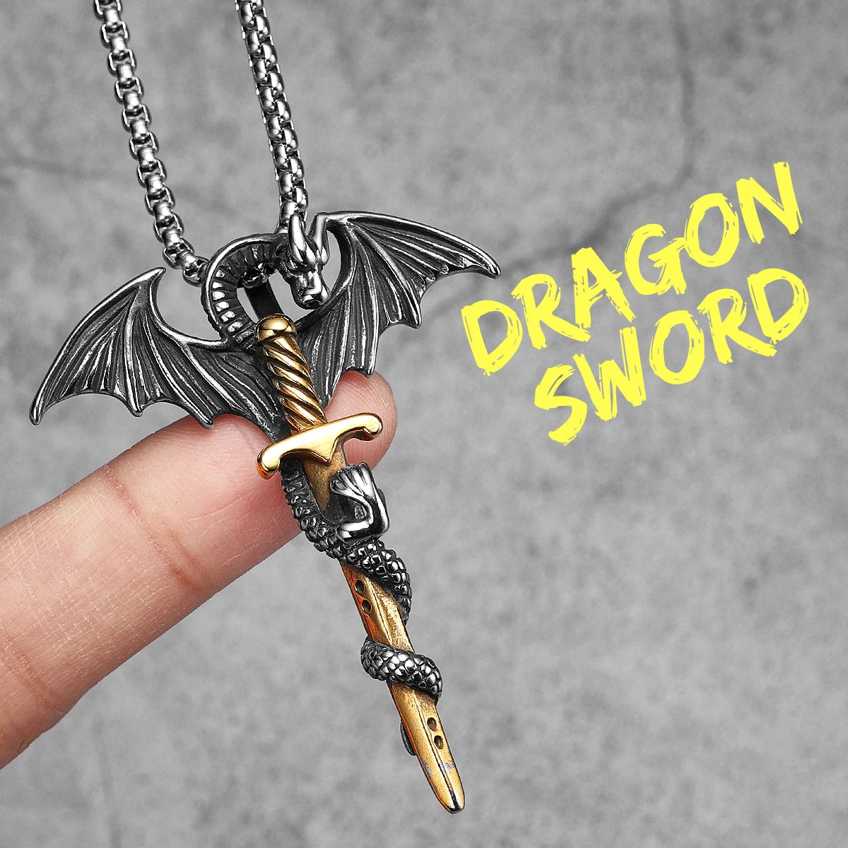 PENDRA Dragon Slaying Sword Steel Necklace
