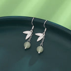VENTFILLE 925 Silver Gold Color Hetian Jade Earrings for Women Girls Festival Gift Green Round Jewelry Dropshipping Wholesale