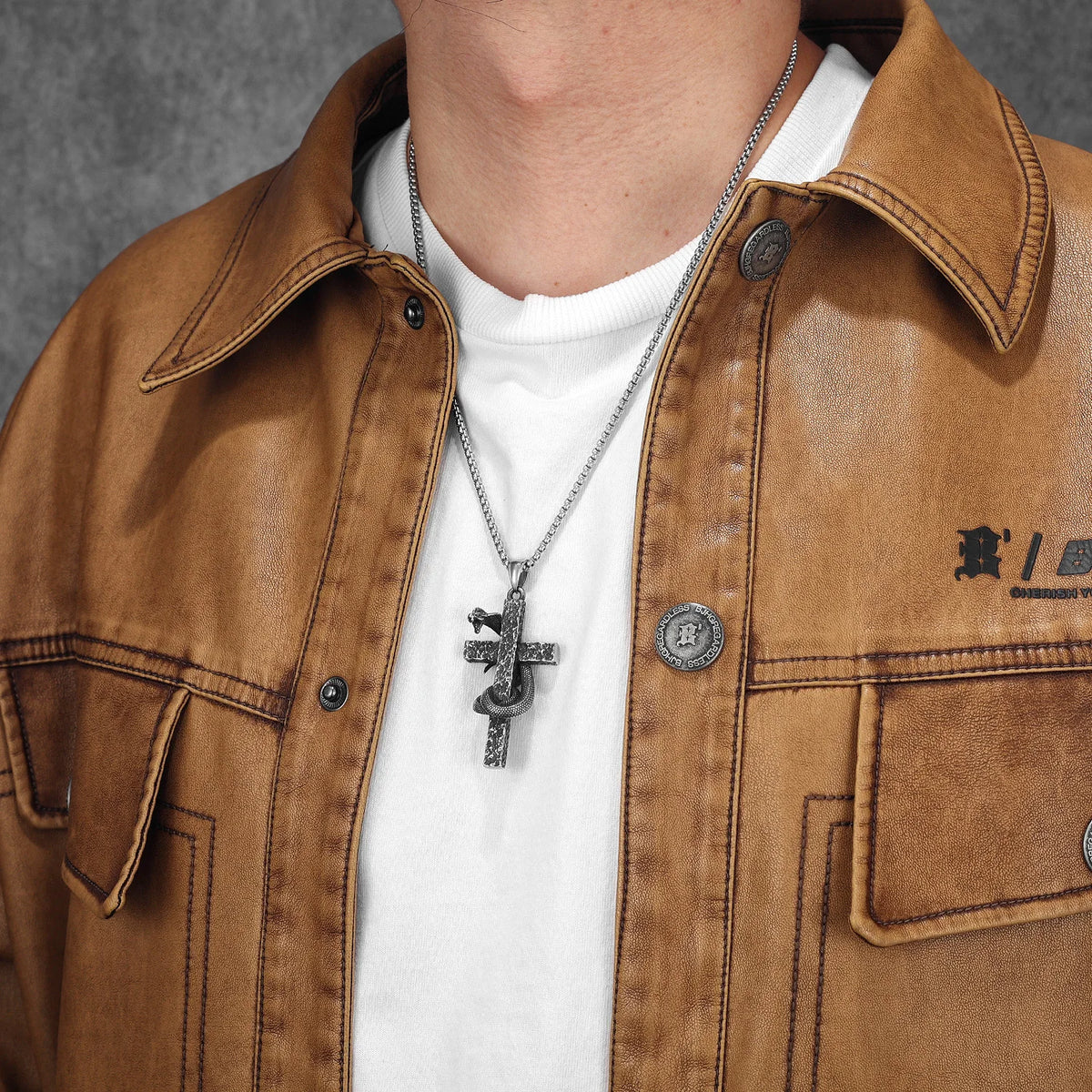 PENDRA Cobra Cross Snake Steel Necklace