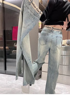 Y2K 2000s Wide Leg Baggy Denim Trouser Women's Washed Vintage Casual Pants Female High Street Retro High Waist Trashy Jeans