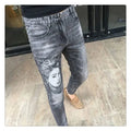 High Quality Stylish Low Rise Men's Designer Clothes New Blue Embroidered Jeans for Men Slim Kpop Style Students Cowboy Pants