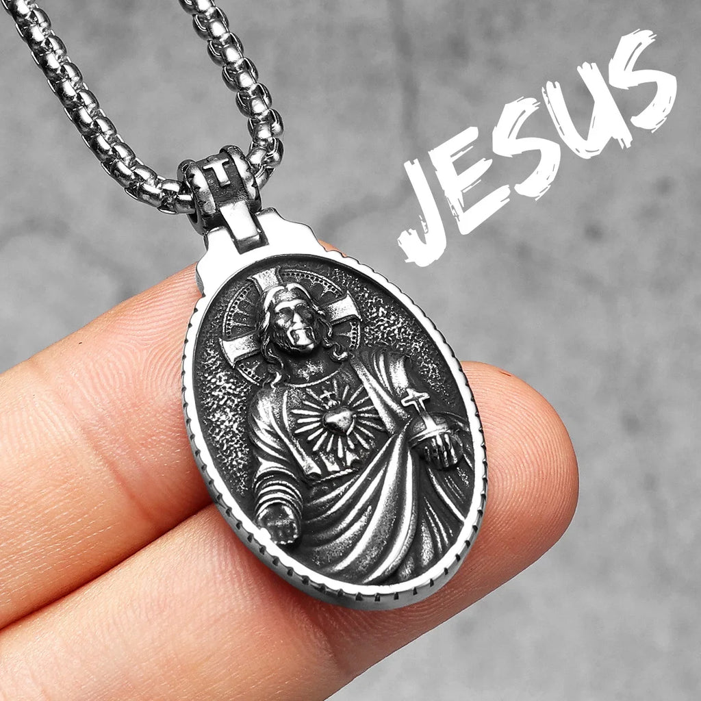 PENDRA Jesus Angel Virgin Steel Necklace