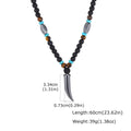 Punk Natural Stone Wolf's Tooth Necklace for Men,Healing Tiger Eye Hematite Pendant Necklace,Vintage Ethnic Jewelry