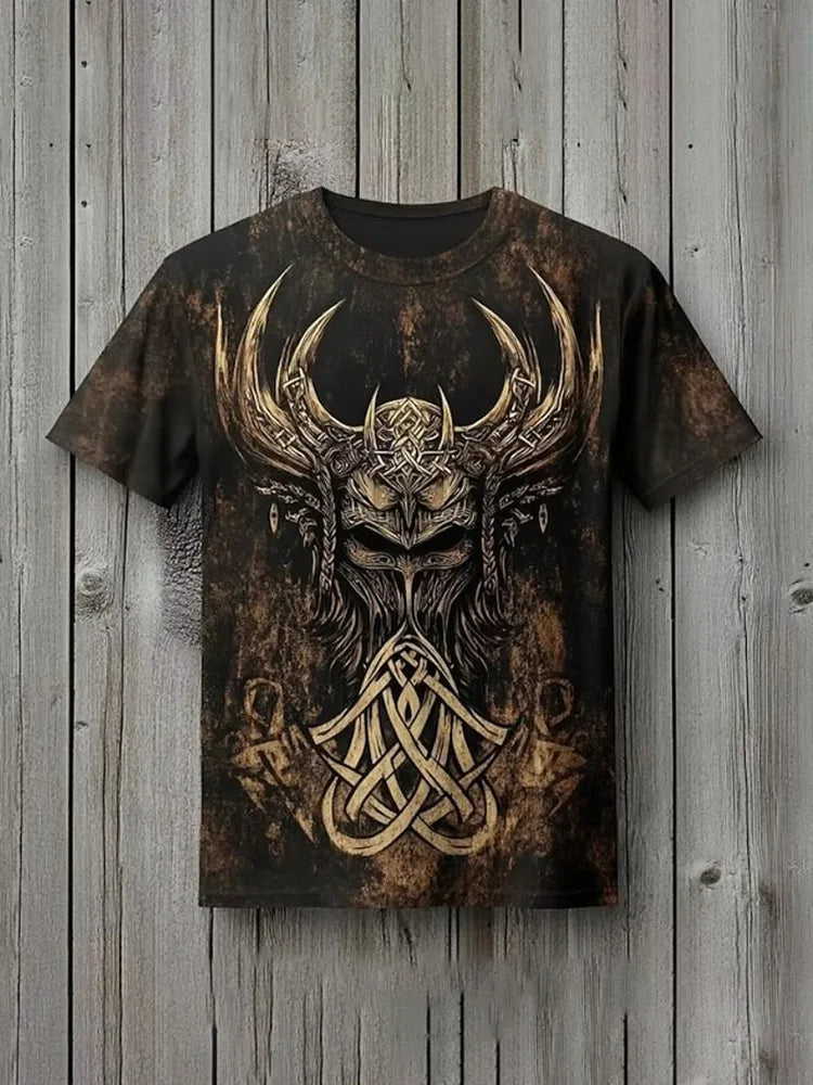 PENDRA Tribal Ethnic Rune-printed Retro Loose-fitting Short-Sleeve T-Shirt